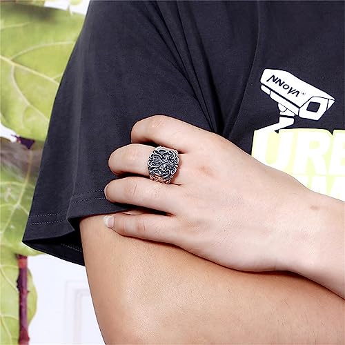 Bague homme en argent sterling avec croix large ajustable