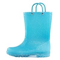 K KomForme Girls Rain Boots,Kids Glitter Waterproof Boots with Easy-on Handles