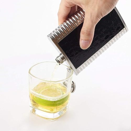 Image of Stainless Steel Hip Flask for Men & Women 8oz (236ml) - Whisky Flask Vodka Alcoholic Liquor Holder with Funnel Drinks Pocket Carrying Case - Leakproof Travel Flasks for Drinks, (Silver & Black)