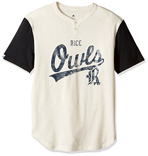 NCAA Rice Owls Men's Vault Tail Sweep Short Sleeve Henley Tee, Large, Oatmeal