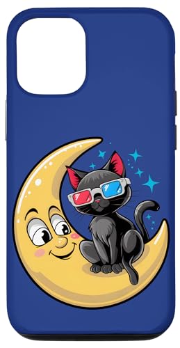 Carcasa para iPhone 12/12 Pro Stargazer Cat in a Crescent Moon - Caprichoso celestial
