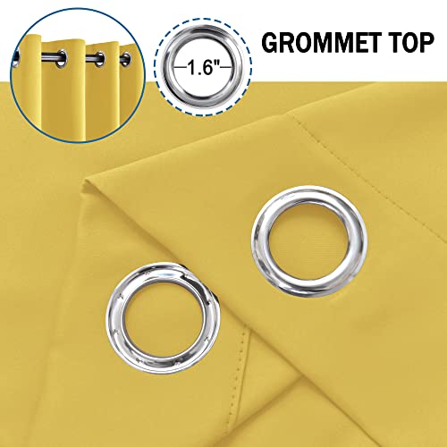 Kinryb Yellow 52W X 45L Blackout Curtains Panels With Grommets, Room Darkening Thermal Insulated Short Window Drapes For Bathroom/Kids Nursery/Bedroom (Set Of 2 Panels, 52 By 45 Inches, Yellow) #TOP2