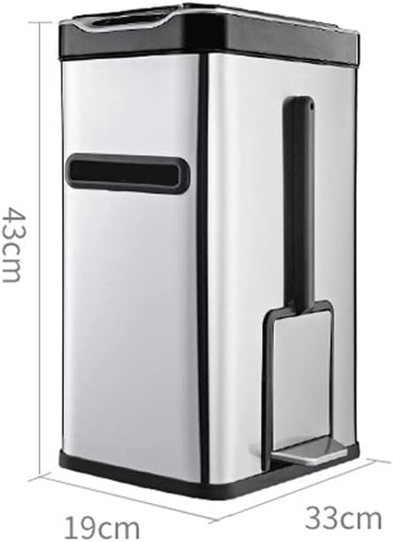 Household Trash Can Smart Trash Can Bathroom Trash Can Automatic Cover Tissue Holder Toilet Brush Multifunctional 3 in 1 Stainless Steel Waste Container 7L Indoor Trash Can,Silver image 2