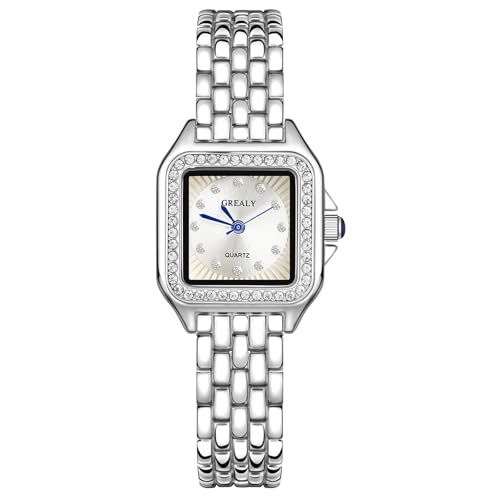AOOSU Montre pour Femme, Montres Carrées de 25 mm, Montres pour Femmes à Quartz Analogique avec Bracelet en Acier Inoxydable, Mouvement à Quartz Montre-Bracelet...