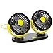 Ventilador de Coche eléctrico de Doble Cabezal,Ventiladores de Coche de 12 V de Poco Ruido Ventilador de Coche 720 ° Giratorio Ventilador USB para automóvil Ventilador para automóvil eléctrico