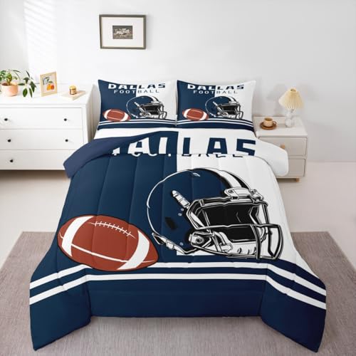 Image of Feelyou Kids American Football Bedding Set King Size, Football Comforter Set Boys Girls Sports Duvet Insert Teens Bedroom Decor with 2 Pillow Case
