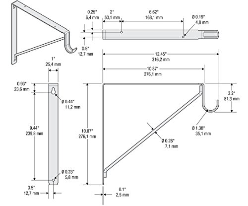 Stanley Hardware S822-094 108BC Suporte de vara e eixo resistente em branco