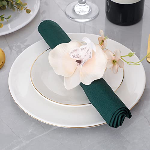 Kwqbhw Handmade Orchid Flower Napkin Rings Set Of 6 Champagne Flower Napkin Holders Handcraft Serviette Buckles Rings For Wedding Dinner Table Decor #TOP1