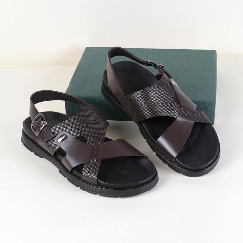 Image of Metro Men's Leather Textured Casual Sandals