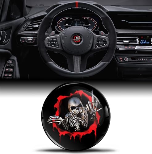 3D-Silikon-Aufkleber Kompatibel mit BMW 36131181082 Emblem Lenkrad 45mm Badge Zubehör Teile Abziehbilder Lenkrad Dekoration Schädel V 24