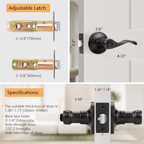 Probrico Keyed Alike Bronze Door Handle, Oil Rubbed Bronze Wave Style Entry Door Handles, Door Levers Lockset for Interior and Exterior Doors, 2 Pack by Probrico - Image 6