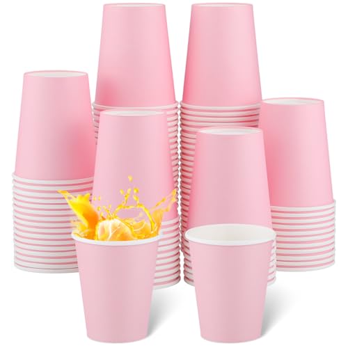Natnarr Lot De 100 Gobelets En Carton Rose Clair 260 Ml Jetables