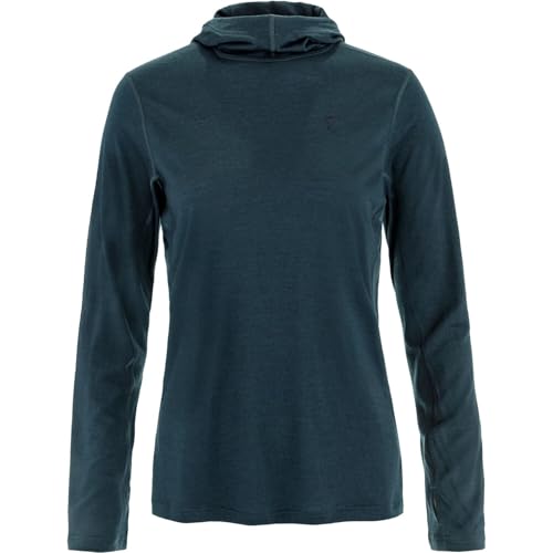 Fjällräven Abisko Women's Wool Hoodie - Temperature Regulating Merino Wool, Lightweight Warmth - Hiking, Trekking, Dark Navy, Medium