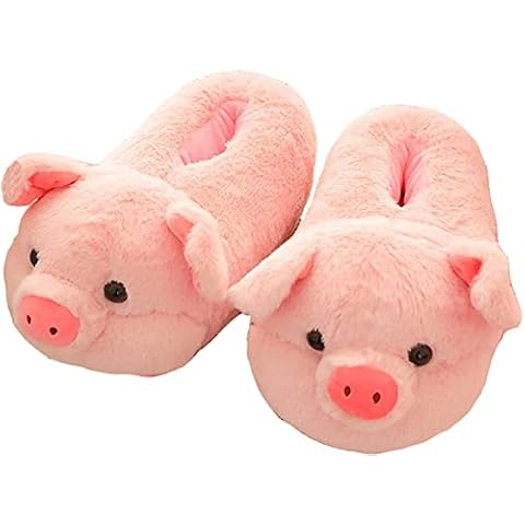 LANFIRE Animal Slippers Pig Slippers Hamster Slippers Duck Slippers Winter Home Warm Anti - Skid Cotton Slippers (Pig Pink) Cover