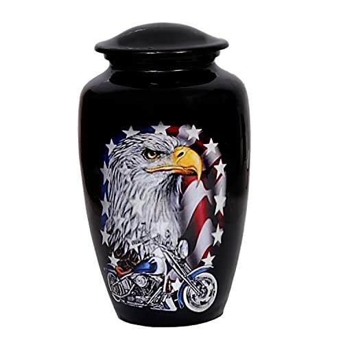 HLC URNS Love of USA Cremation Urn for Human Ashes - Adult Funeral Urn Handcrafted - Affordable Urn for Ashes (Adult (200 lbs) 10.5 x 6 Love of USA Cremation Urn)