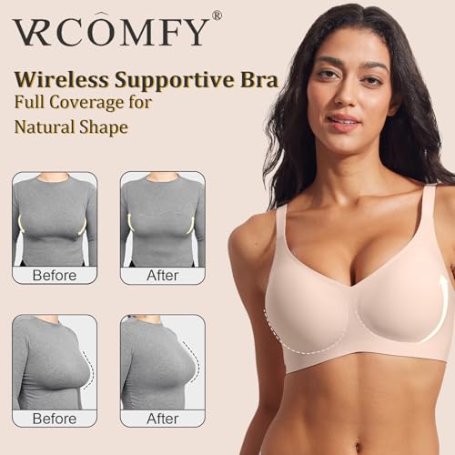 Jelly Wireless Push Up Bra,Seamless Full Coverage Buttery Soft T-Shirt Bra for Everyday Wear4