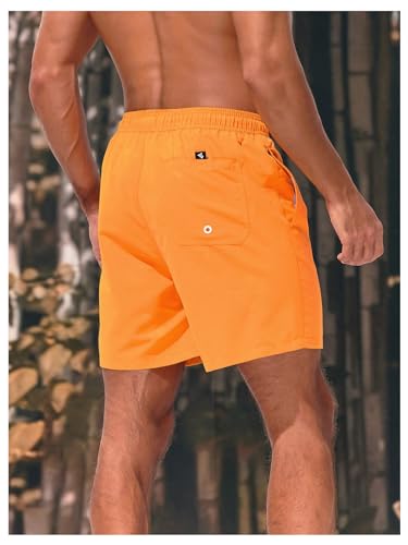 WDIRARA Men's Contrast Stitching Drawstring Waist Beach Pool Board Shorts Solid Quick Dry Swim Trunks2