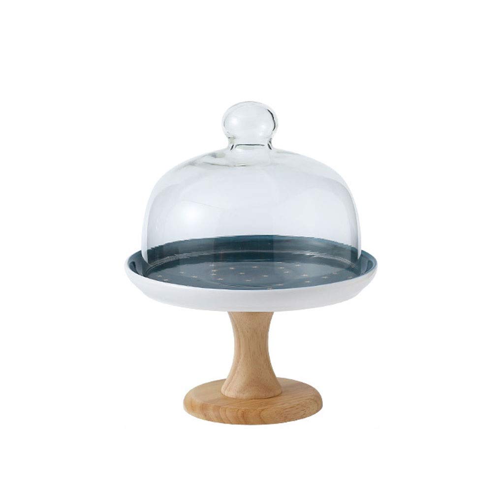uoXHFdh Ceramic Star Cake Pan Tall Glass Cover Dessert Display Tray , Stand