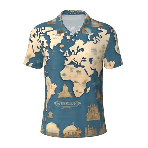 Polo évacuation de l'humidité homme motif mappemonde
