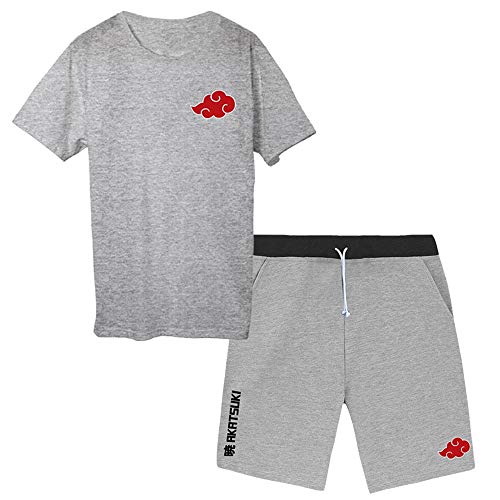 Kit 2 Peças Naruto Camiseta Nuvem + Bermuda Akatsuki (M, SHORT CINZA/CAMISETA CINZA)