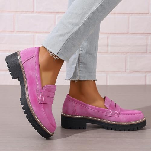 Image of Womens Loafers Shoes Platform Chunky Penny Loafer Lug Sole Comfortable Slip On Work Office Business Casual Dress Shoes, US Size 5-11.5