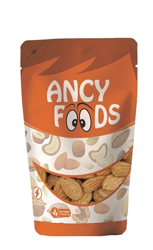 Image of Ancy Almond Roasted & Salted 250g - Dry Fruits- Badam Roasted | Crunchy, Healthy & Delicious Vegan-Friendly Nut Snack | Rich in Protein, Fiber, Healthy Fats, Calcium & Dietry Fibre | Roasted Badam Best for Brain Health and Muscle Function | Lightly Salted Almonds for Energy