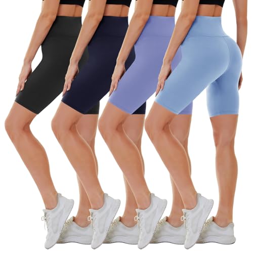 Image of CAMPSNAIL 4 Pack Biker Shorts for Women High Waist - 5 inch /8 inch Tummy Control Soft Athletic Yoga Workout Running Gym Shorts