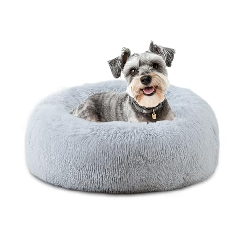 ELSKER&HOME Calming Dog & Cat Bed,Donut Washable Warming Soft Round 23 inches Dog Beds for Small Dogs,Anti-Anxiety Fluffy Plush Cushion Bed Fits up to 25 lbs Pets