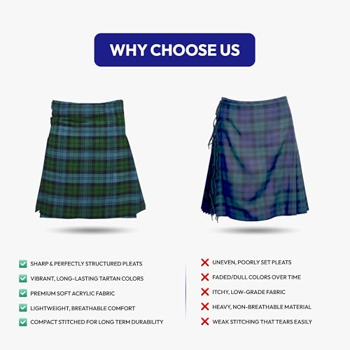Image of 8 Yard Mens Kilt - Authentic Tartan Kilt for Men Highland Outfit for Weddings & Traditional Scottish Wear