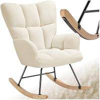 tectake® Fauteuil à Bascule rembourré, 70x96x97 cm, Tissu Bouclé, Max 120kg
