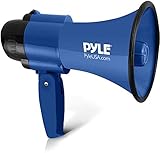 Portable Megaphone Speaker Siren Bullhorn - Compact and Battery Operated with 30 Watt Power, Microphone, 2 Modes, PA Sound and Foldable Handle for Cheerleading and Police Use - Pyle PMP31BL (Blue)