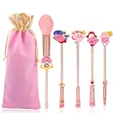 Yi-gog化粧筆 5PCSピンク星メイクブラシ アイブラシセット可愛いくて 7本セット 繊維毛 化粧ブラシセット 人気 可愛いアニメのメイクブラシ 携帯 セット メイク道具ブラシ