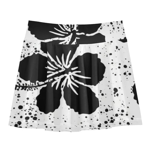 Skirts with Shorts Black White Hibiscus Flowers Girls' Shorts Athletic Skorts Dance Butterfly Skirt 4t2