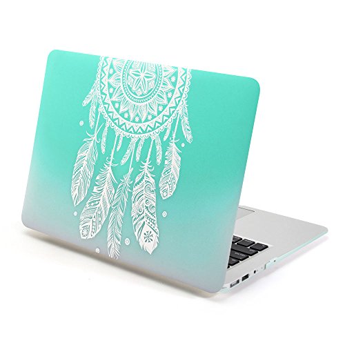 MacBook Air 13 Case, GMYLE Hard Case Print Frosted for MacBook Air 13 inch - Gradient Turquoise Dream Catcher Pattern Rubber Coated Hard Shell Case Cover