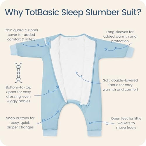 Image of Baby Sleep Sacks with Feet, 1.0 TOG Long Sleeve Wearable Blanket for 0-6M Infants & 2T-4T Toddlers, Soft and Cozy
