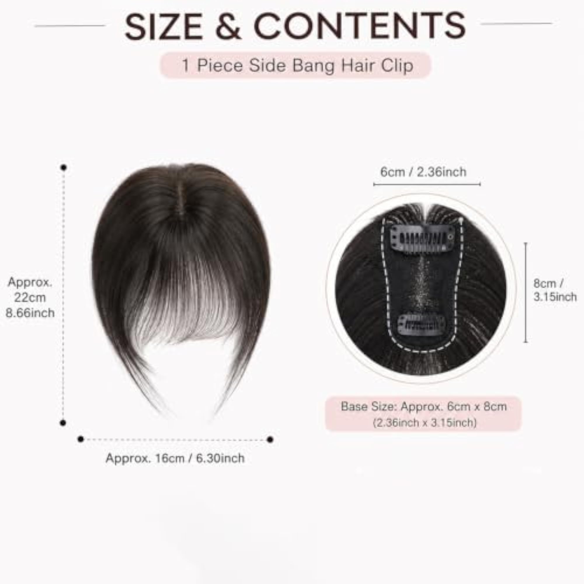 1-Piece Hair Topper for Women, Side Swept Bangs