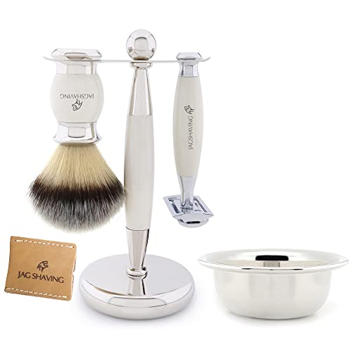Kit de rasage avec rasoir de sécurité double tranchant et blaireau synthétique