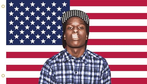 MAGJIUKE Rapper Rocky American Flag Tapestry 3x5 Ft - rap Asap USA Poster for Bedroom Living Room Funny Decor