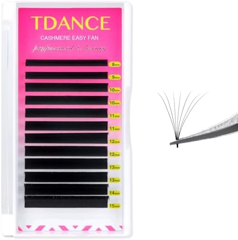 TDANCE Cashmere Easy Fan Lash Extensions Volume Lash Extensions 0.03mm C Curl 13mm Single Length Matte Black Mega Volume Eyelash Extension (0.03-C,13mm)