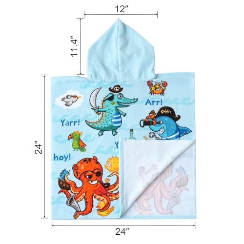 Image of NovForth Kids Beach Towel for Boys Girls, Hooded Bath Towel Wrap, Toddler Pool Towel with Hood