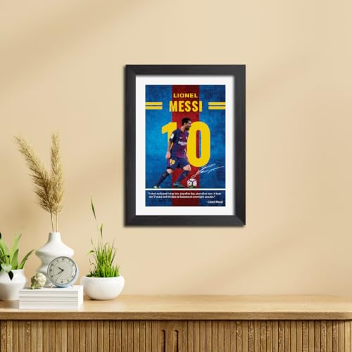 Image of TenorArts Lionel Messi Quotes Poster Frame Barcelona Laminated Photo Framed Painting with Matt Finish Black Textues (12 inches x 9inches)
