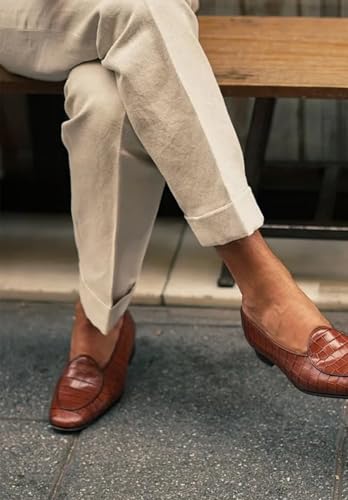 Men's Lightweight Linen Blend Dress Pants Casual Summer Beach Wedding Trousers3