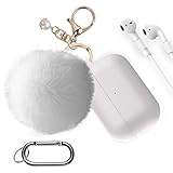 Compatible with Air pods Case,Five Star Online Perfume Bottle Earpods Case Silicone Cover 10 in 1 Accessories with Cute Fur Ball Pompom/Keychain/Ear Hook/Holder/Straps/Carrying Box for Headphone Case