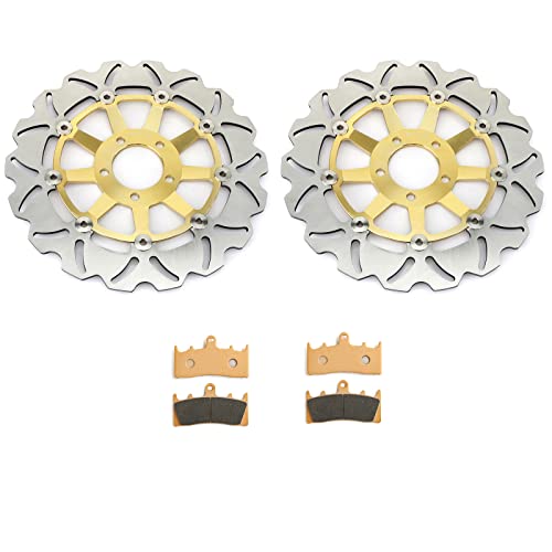 T | TARAZON Pair Front Brake Discs and Pads for Kawasaki ZRX 1100 (ZR 1100 °C 1997 ZX-9R ZX9R 900 E 2000 2001