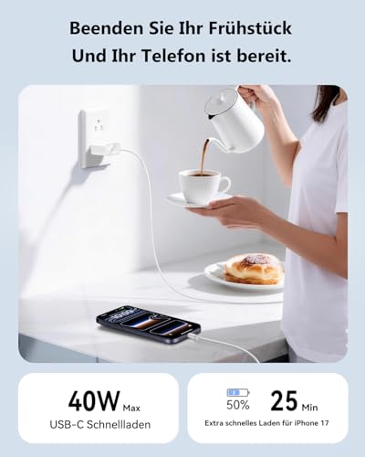 40W USB C Ladegerät Ladekabel für iPhone 17 16 15 Pro Max Plus Air 16e 17e/ iPad Pro/Air/Mini /10.11.Generation… – Ansicht 3