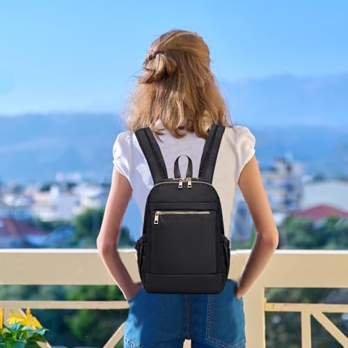 Image of LOIDOU Mini Backpack for Women Small Backpack Purse Lightweight Girls Casual Daypack Bookbag for College School Work Travel, Black(13.7 inchx11 inchx4 inch)