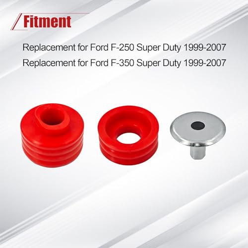 KF04058BK Red Body Cab Mount Bushings Kit Replacement for Ford F-250 F-350 Super Duty 2WD/4WD 1999-2007, with Steel Sleeves & Hardware