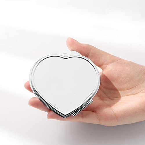 Zuyyon 6 Pieces Sublimation Blank Pocket Makeup Mirror Sublimation Metal Compact Mirror Folding Travel Makeup Mirror Heat Transfer Cosmetic Mirror For Women Girls(Heart) #TOP3