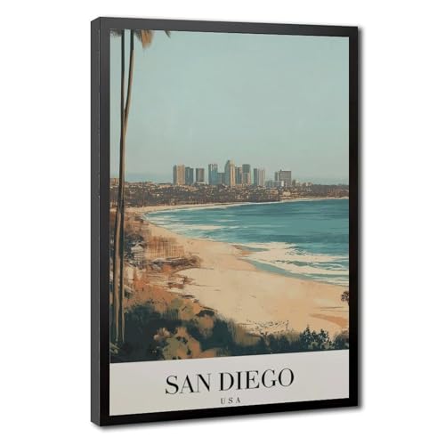 Poster San Diego sur toile : sublimez un mur vide avec un paysage California vintage