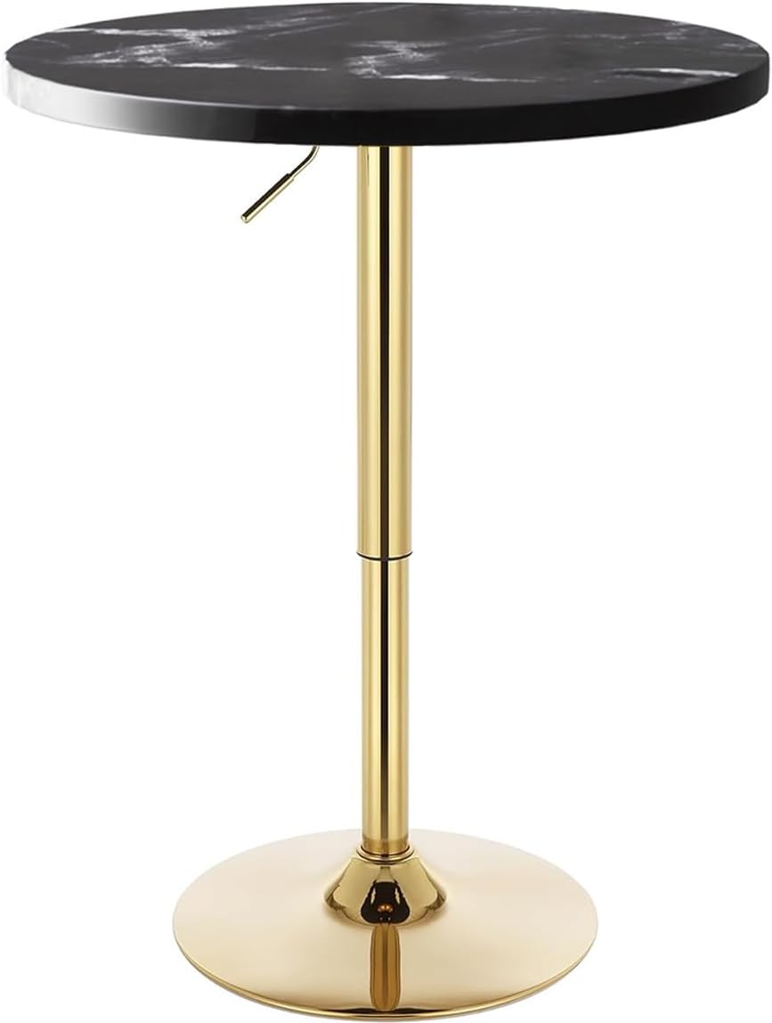 Gold Bar Table, Modern Round Pub Table with Metal Base Sturdy and Stylish Perfect for Home, Kitchen, Dining Room, Coffee Shop, or Bar - Sleek Gold Finish, Easy Assembly, Scratch-Resistant Black Adjustable